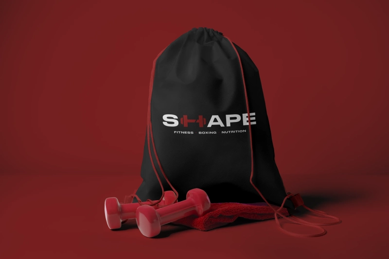 מוקאפ תיק עם הלוגו של סטודיו שייפ