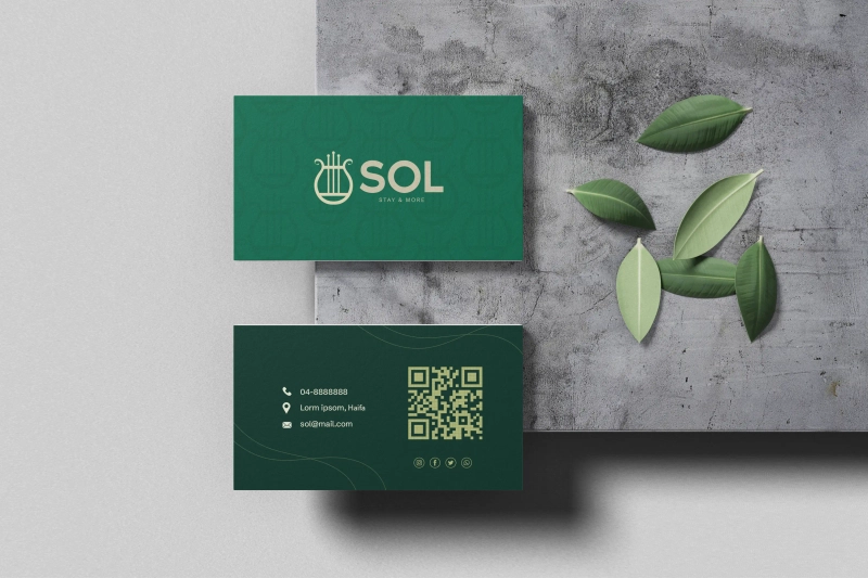 מוקאפ כרטיסי ביקור של מלון סול